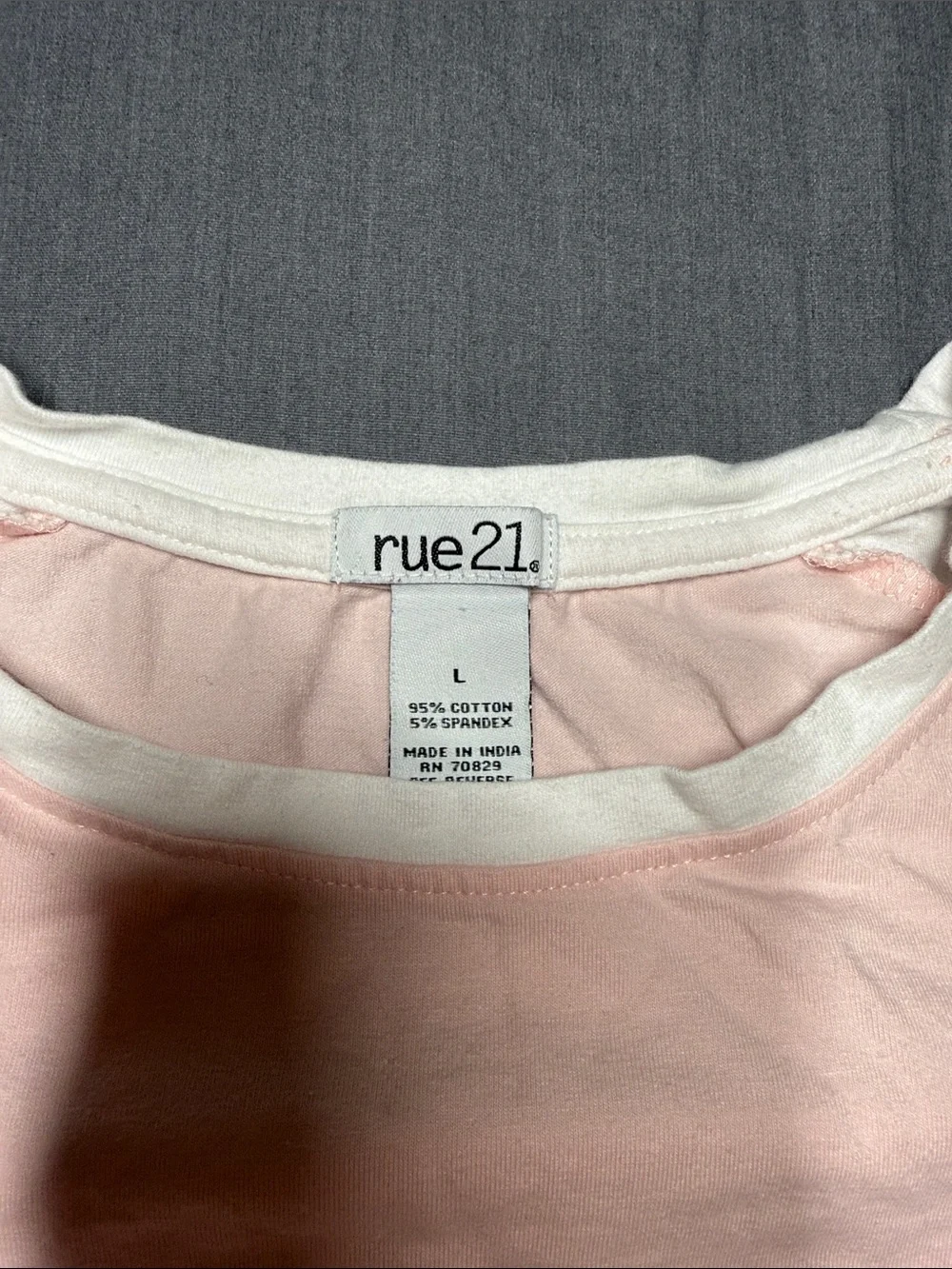Rue21 Pink and White Raglan Short Sleeve Tee